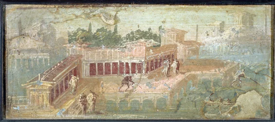 湖畔または海辺のヴィラの風景、スタビアエ、紀元1世紀